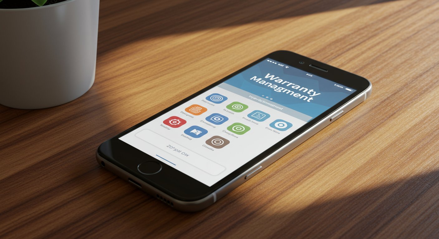 クラウド保証システムを示すスマートフォンと保証情報画面