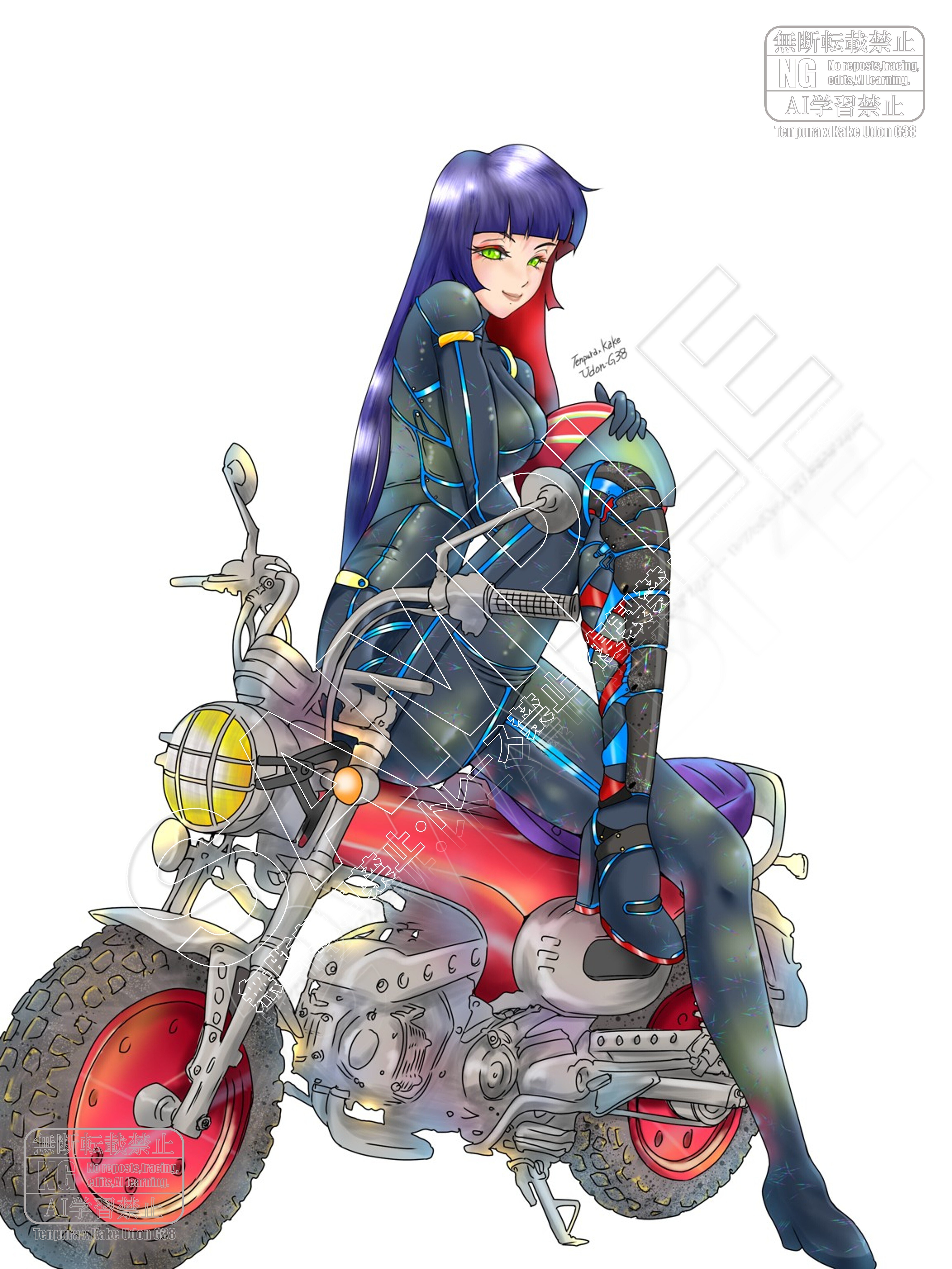 イラスト日記＃056】『バイクとお姉さん』／趣味のイラスト三年目