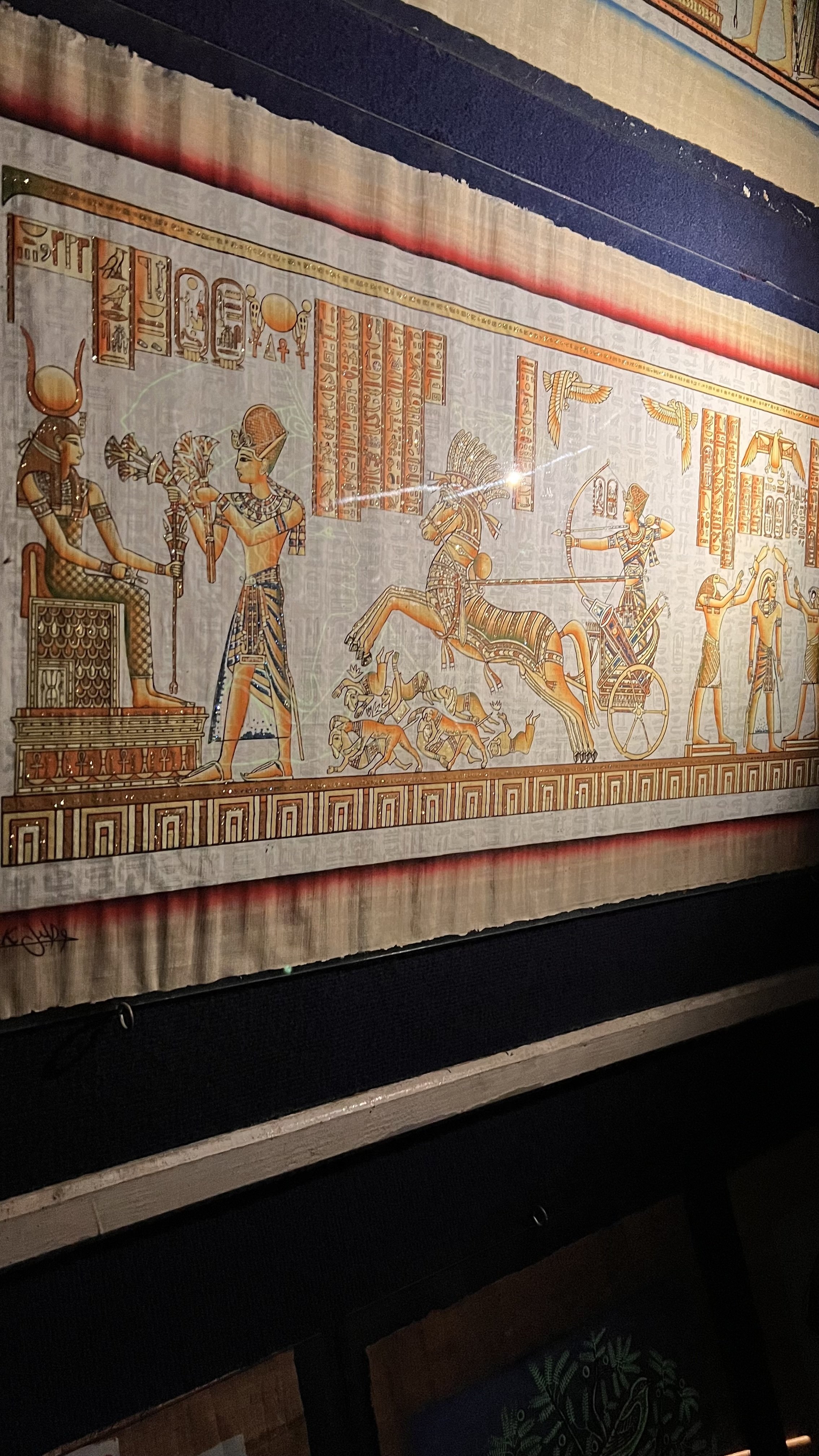 ■希少■古代エジプトパビルス絵画■肉筆■復刻版■工芸品■本物パビルス使用 エジプトのアンティーク。火の湖から地獄へ。死者の書」のパピルス。第