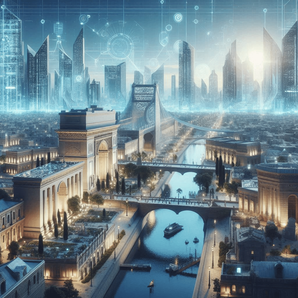 未来的な都市のグラフィックアート 未来都市: 未来の都市風景や建築デザイン 49｜たよろよろ図書館