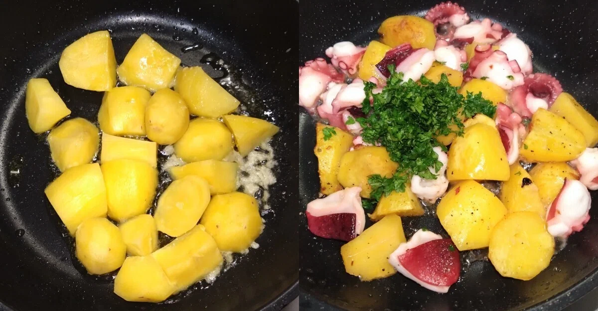 Believe in Yourself Octopus and Potato Garlic Stir-fry｜saikosan