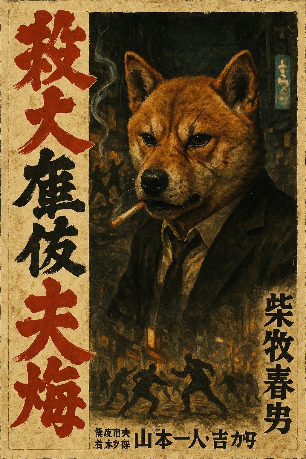 柴犬風仁義なき戦いポスター｜469＠ひたすらAI柴犬