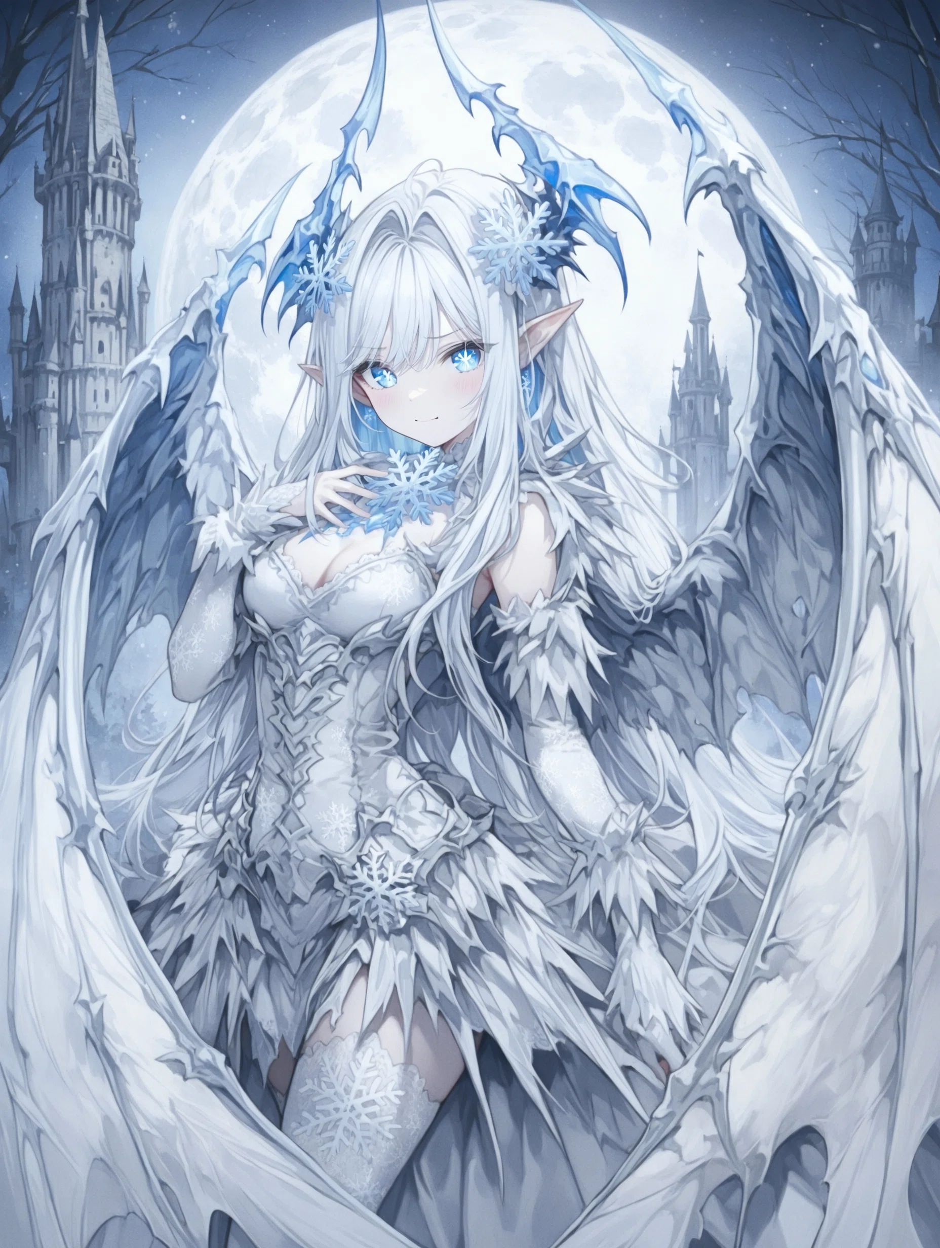 AIイラスト制作記｜鉛筆画に舞う“雪の悪魔少女”― 線と差し色で描く