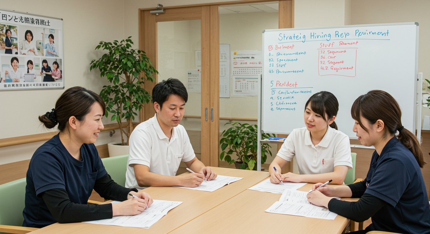 介護施設での採用計画会議の様子