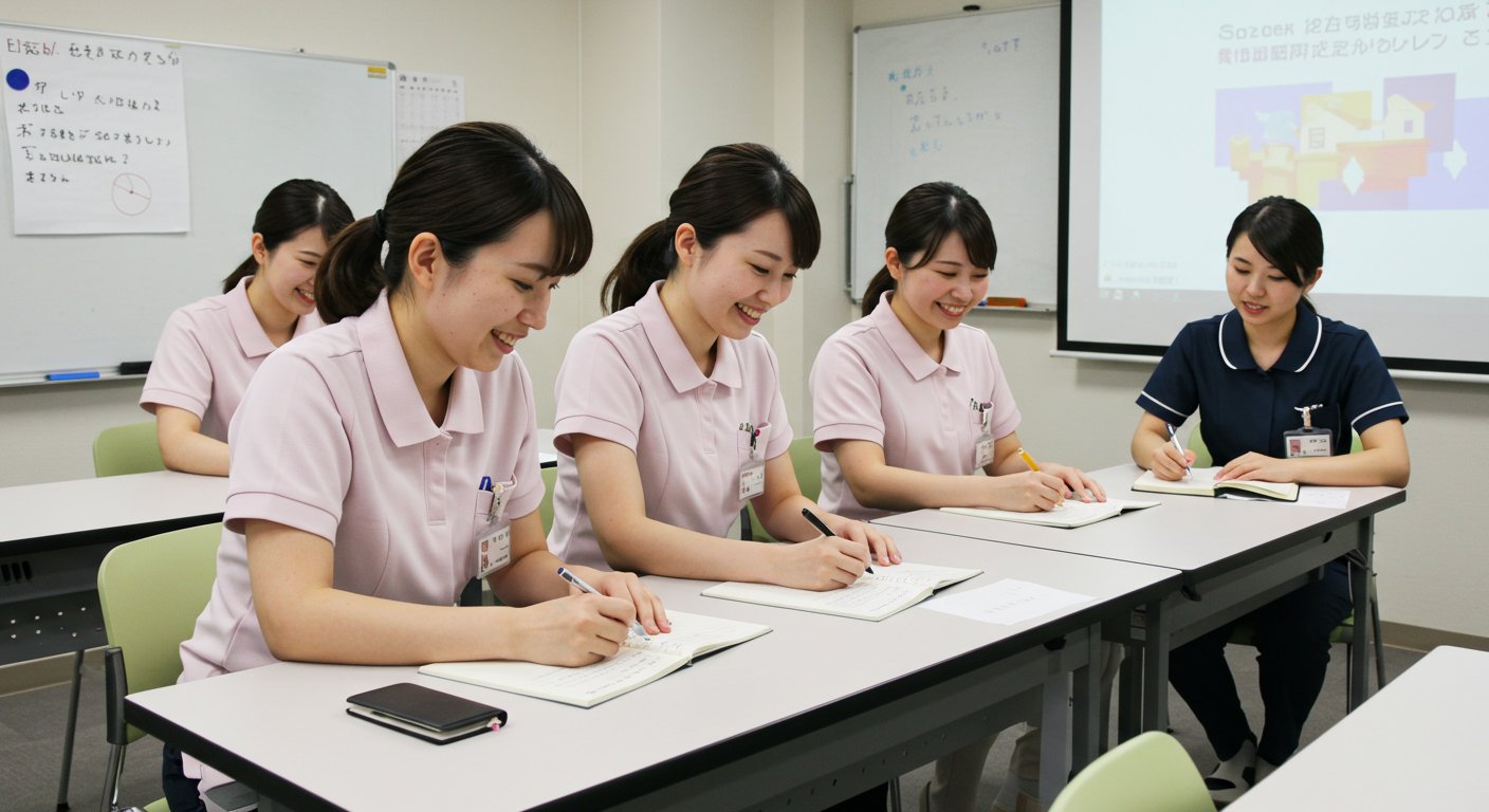 介護職員のキャリアパスと研修の様子