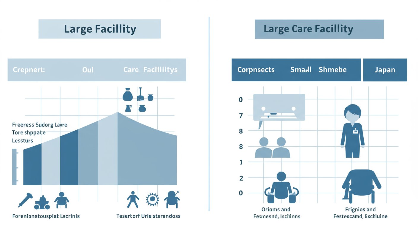 大手と中小介護施設の特徴比較表