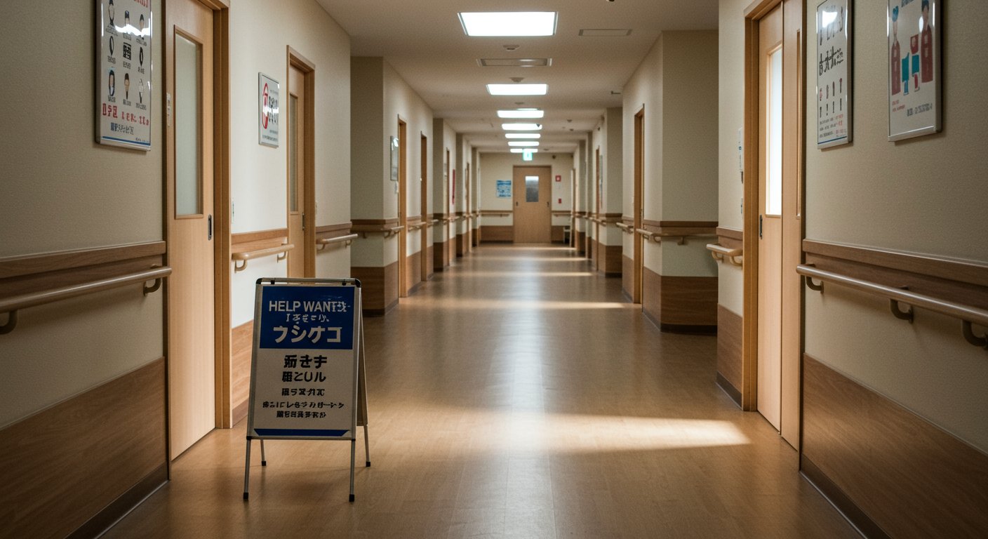 介護現場での人材不足を表す様子