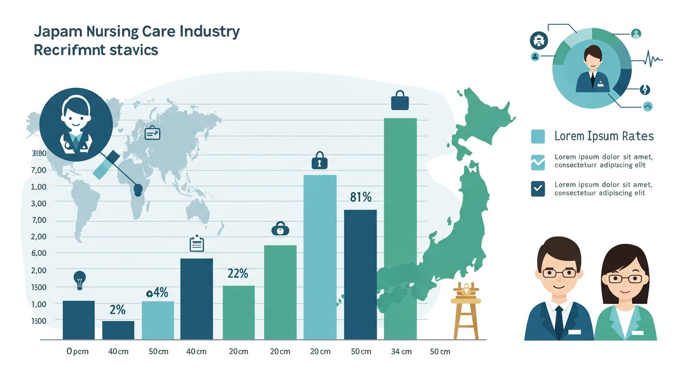 介護業界の採用市場の現状を表すグラフと資料