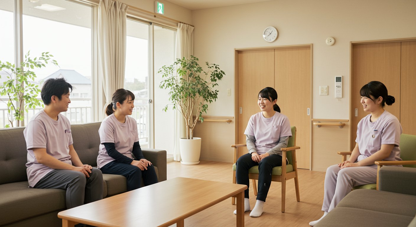 介護施設で働くスタッフのインタビュー風景