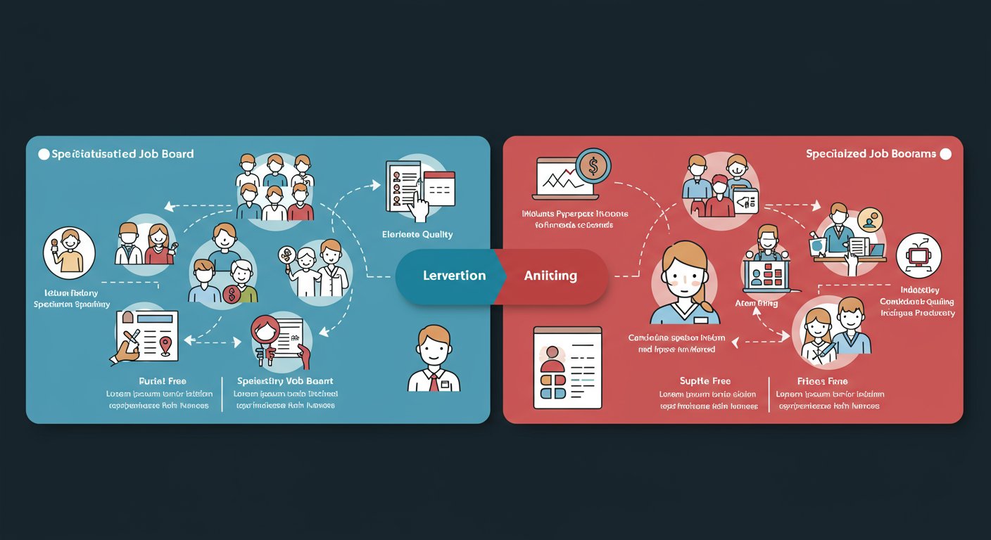 介護特化型求人サイトの特徴を示す比較図