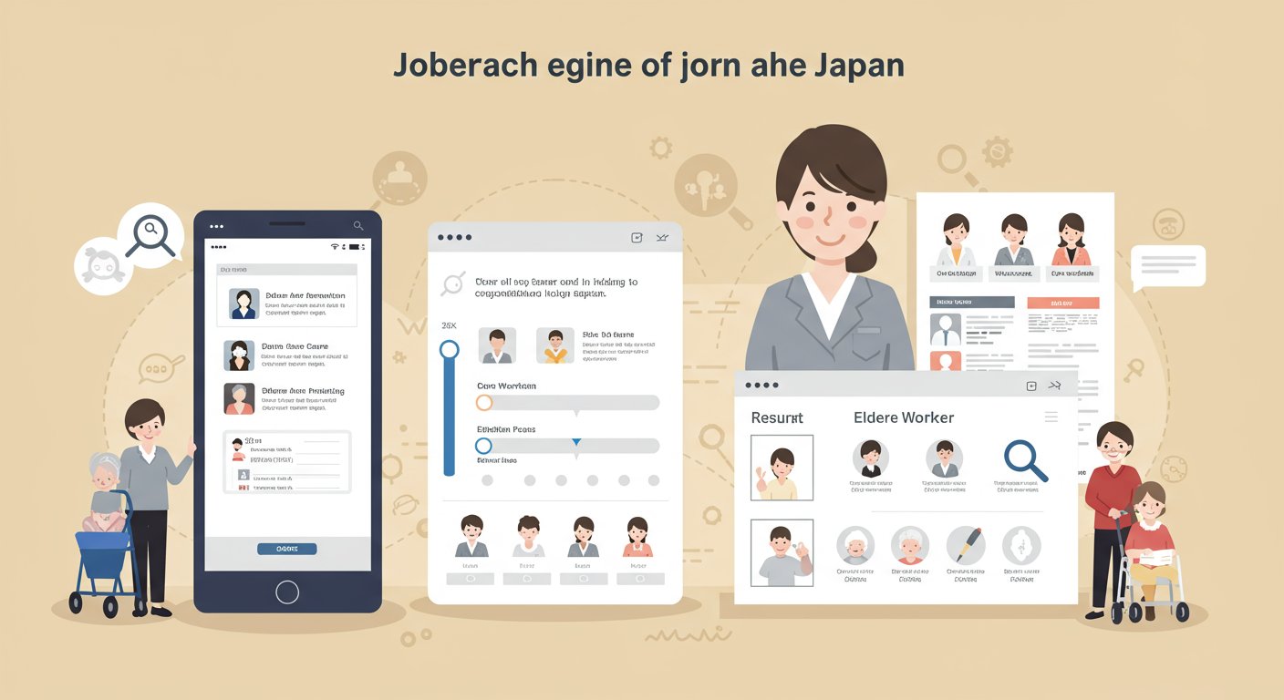 求人検索エンジンの画面イメージと特徴を示す図解