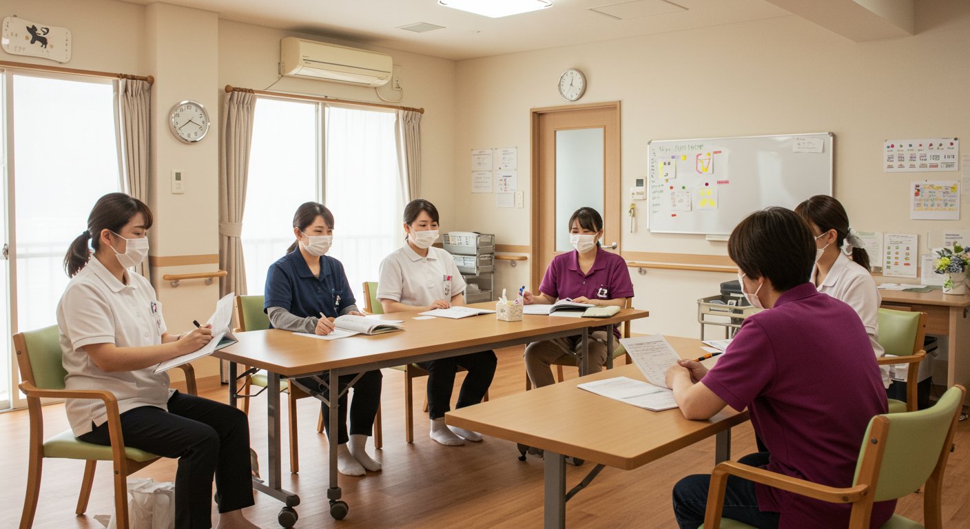 介護施設での体系的な研修プログラムの様子
