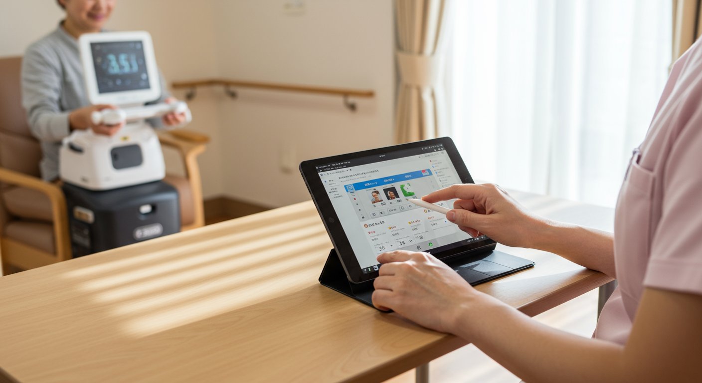 介護施設でのテクノロジー活用の様子