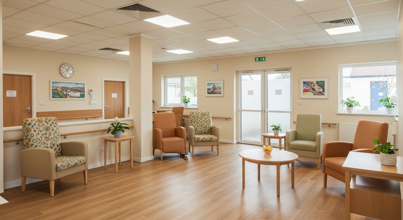 明るい雰囲気の介護施設内部の様子