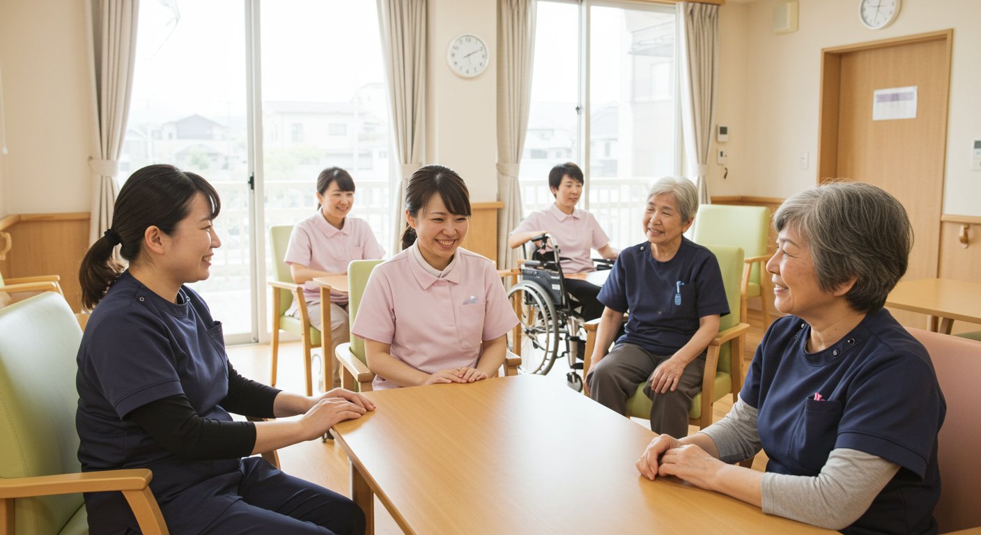 介護職員の笑顔あふれる職場環境