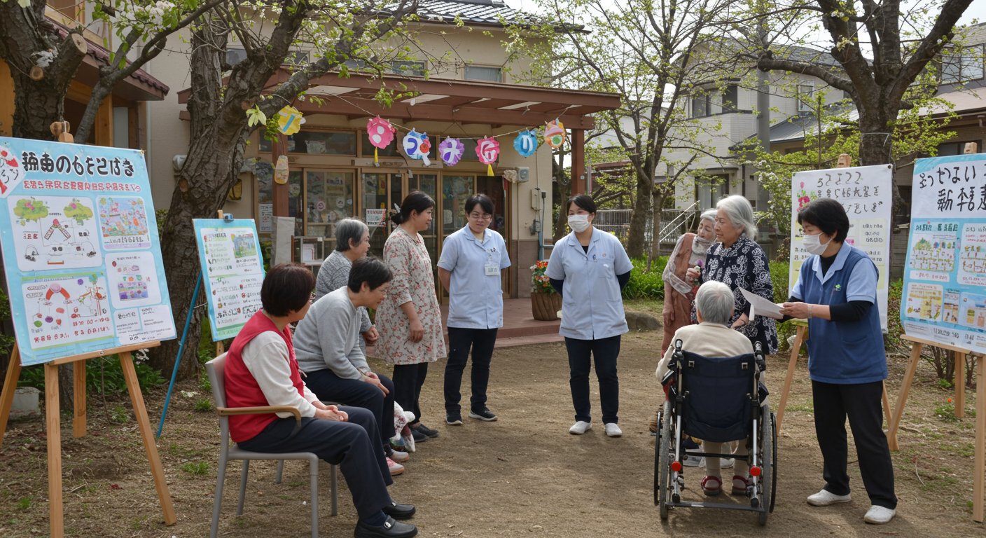 地域イベントに参加する介護施設スタッフの様子