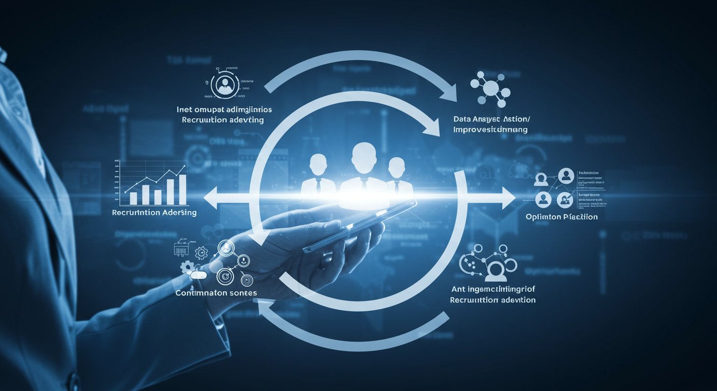 採用広告のデータ分析と改善サイクルのイメージ