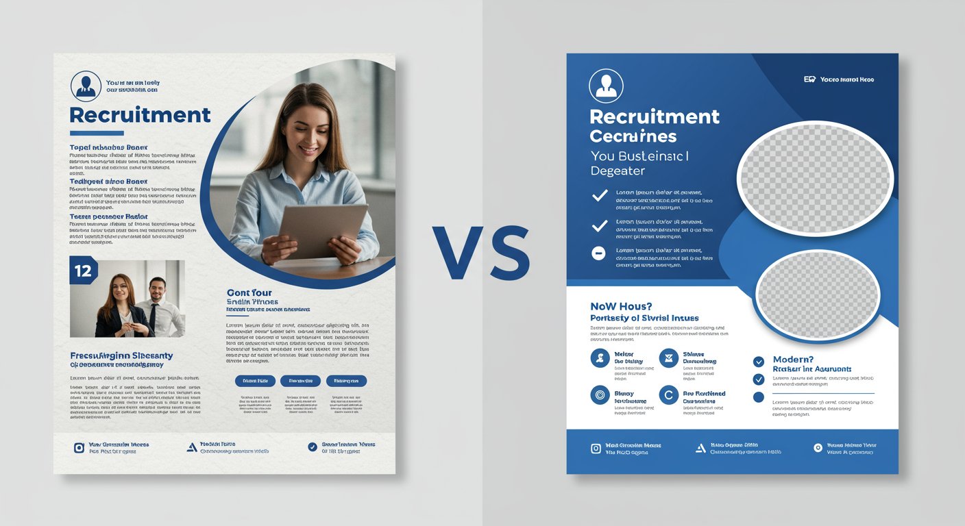 効果的な採用広告と従来型広告の比較イメージ