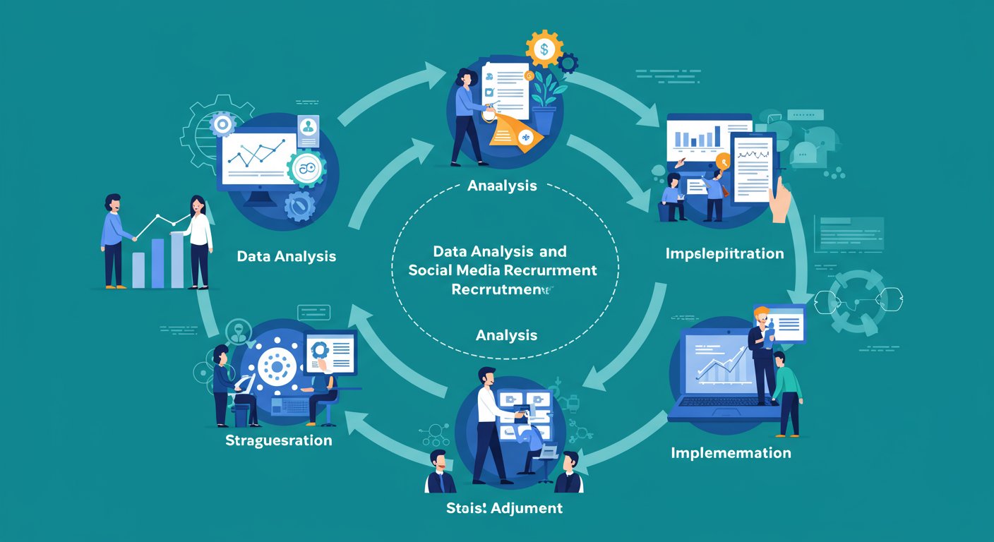 SNS採用のデータ分析と改善サイクルの図