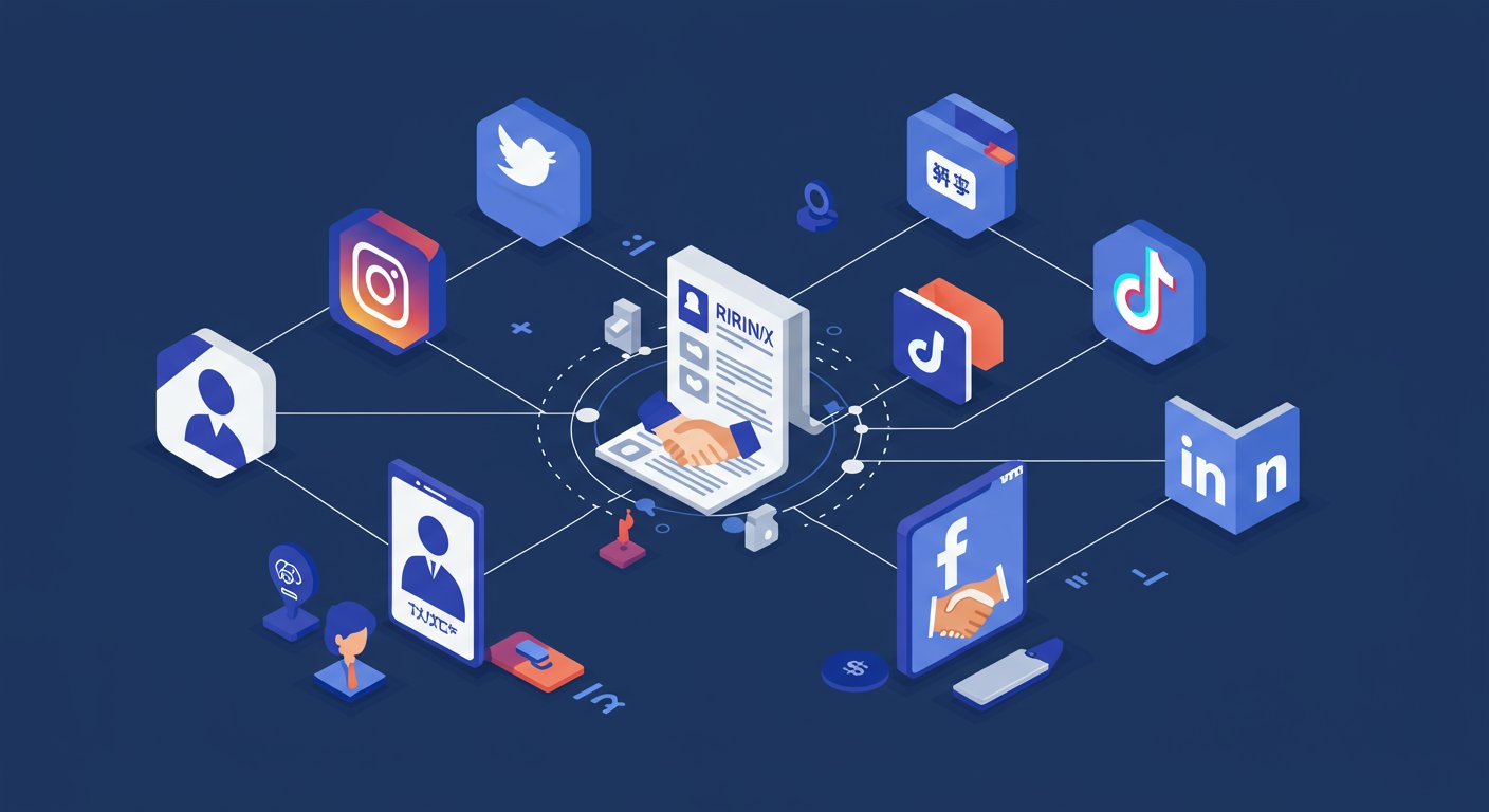 様々なSNSプラットフォームと採用活動のイメージ