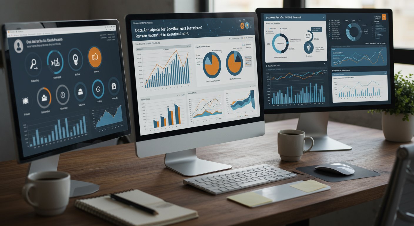 データ分析画面とSNS採用の効果測定グラフ