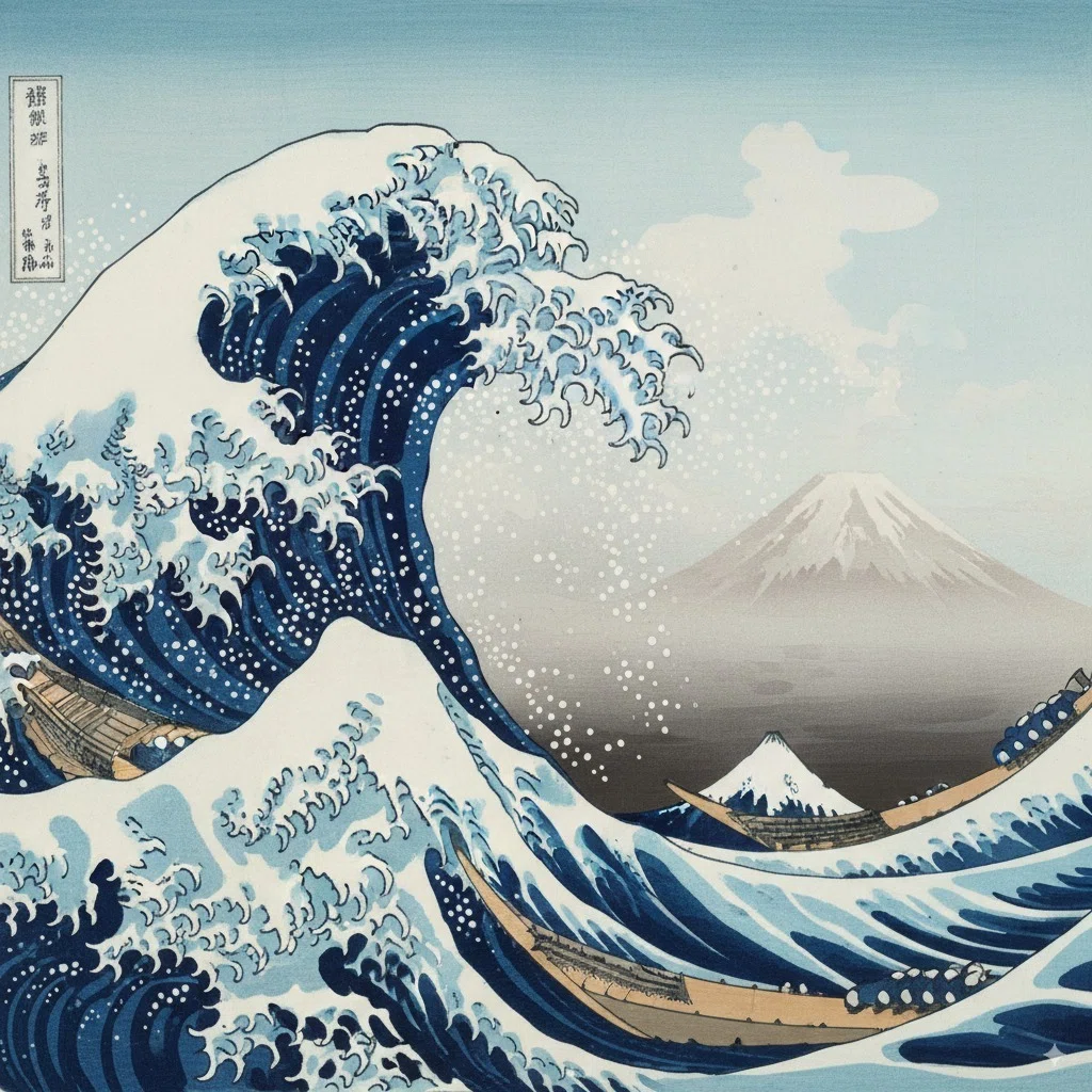 Midjourney Prompt Masterで北斎《神奈川沖浪裏》をリアル再現してみた