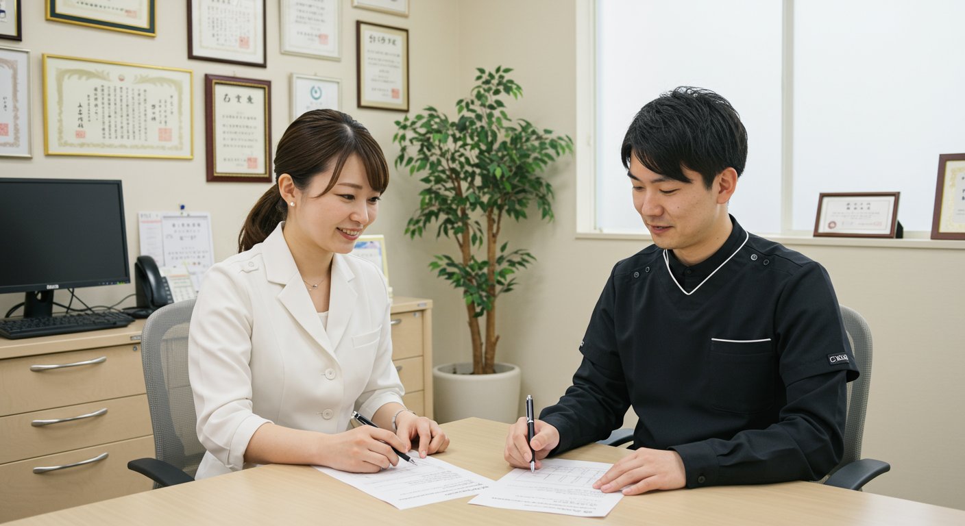 歯科医院の評価面談の様子