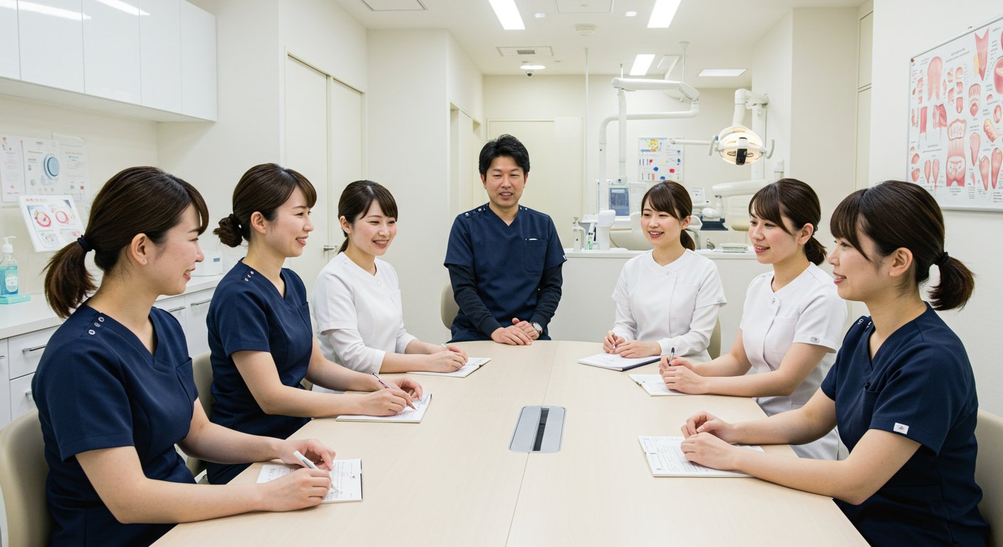 歯科医院でのスタッフミーティングの様子