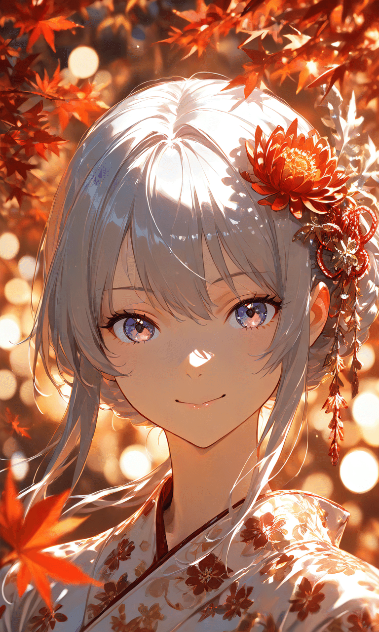 白銀髪と秋の彩り — 七枚の幻想Silver Hair and Autumn Colors — Seven