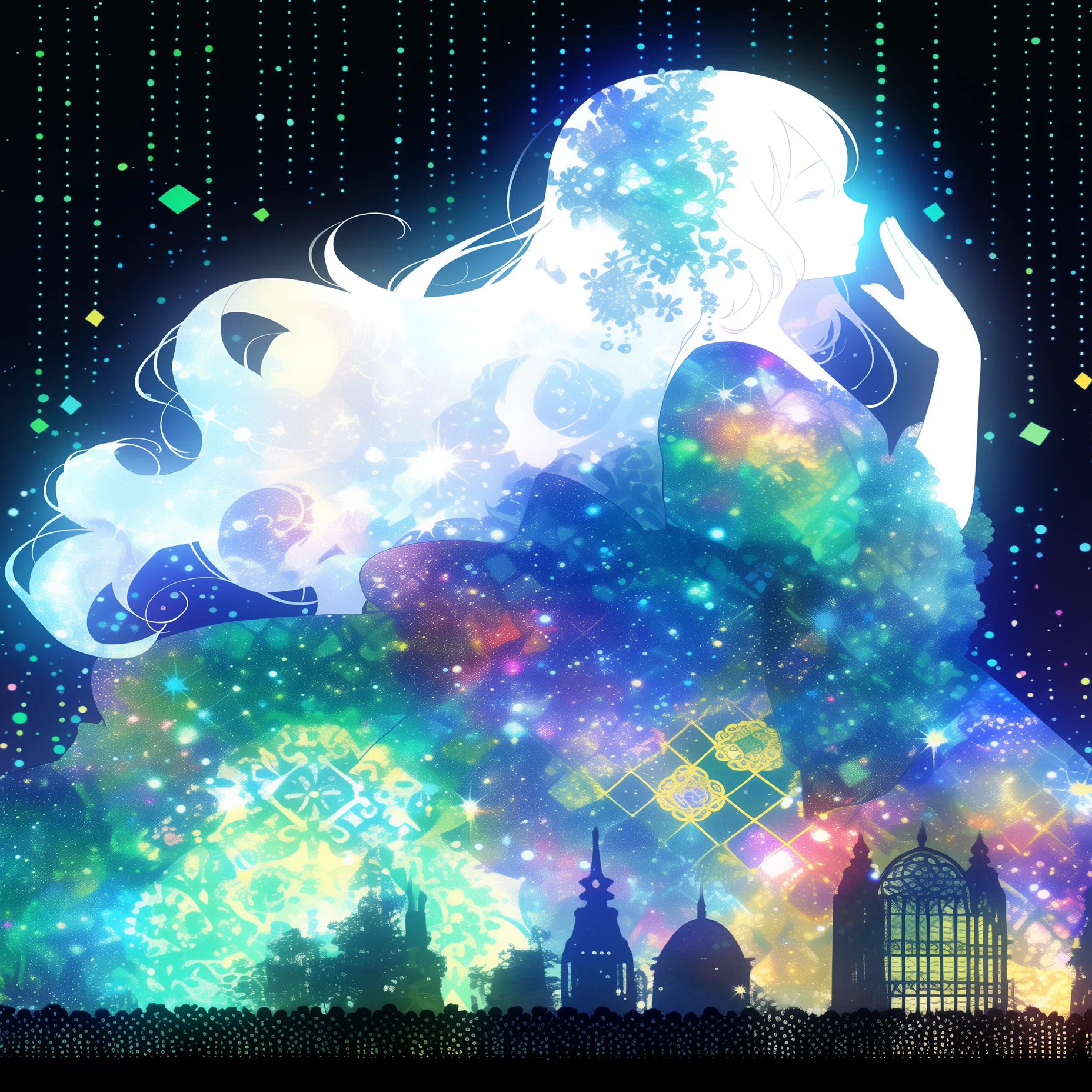 初心者でも出来る！AIイラスト制作記｜静寂に包まれた“祈りの丘”― 星空