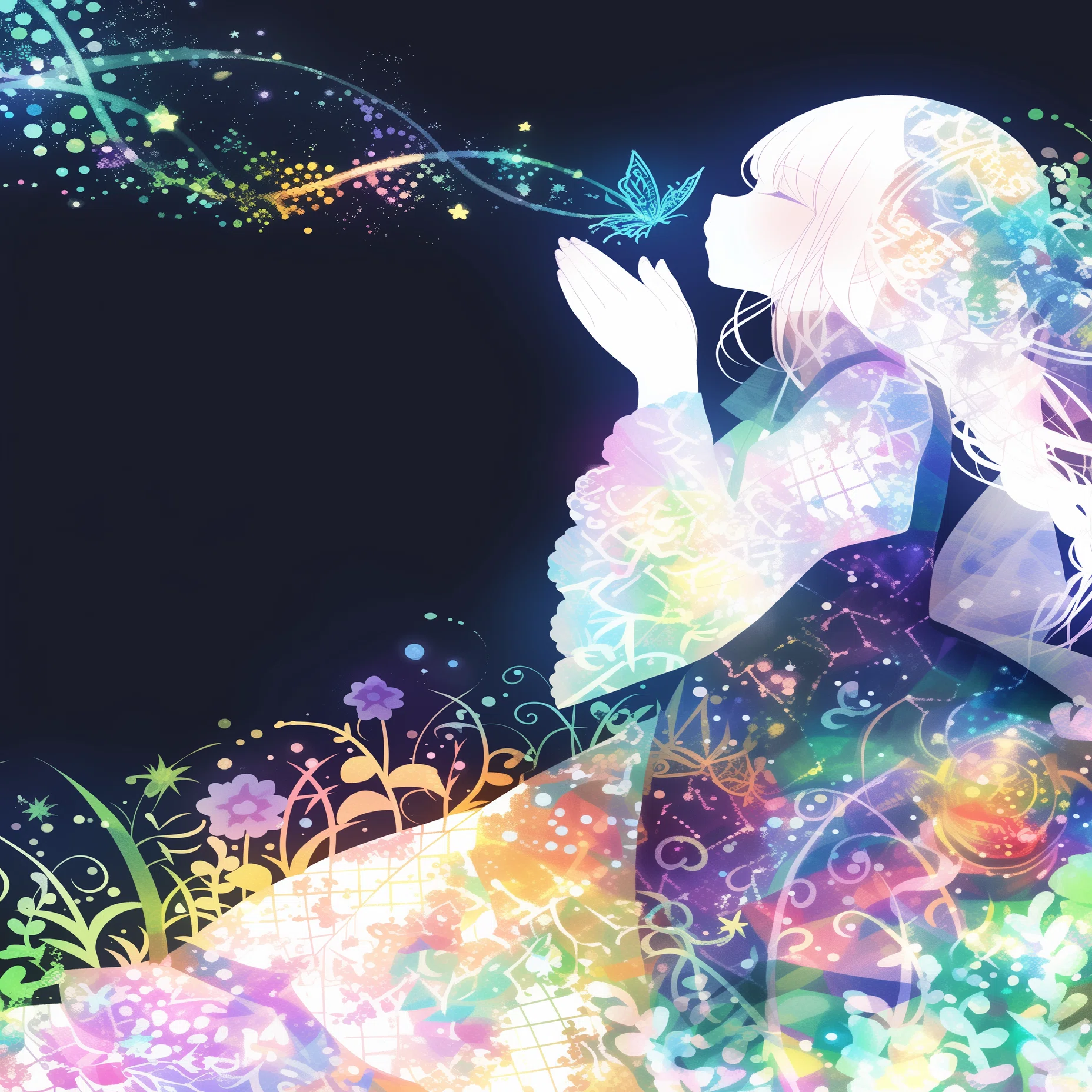 初心者でも出来る！AIイラスト制作記｜静寂に包まれた“祈りの丘”― 星空