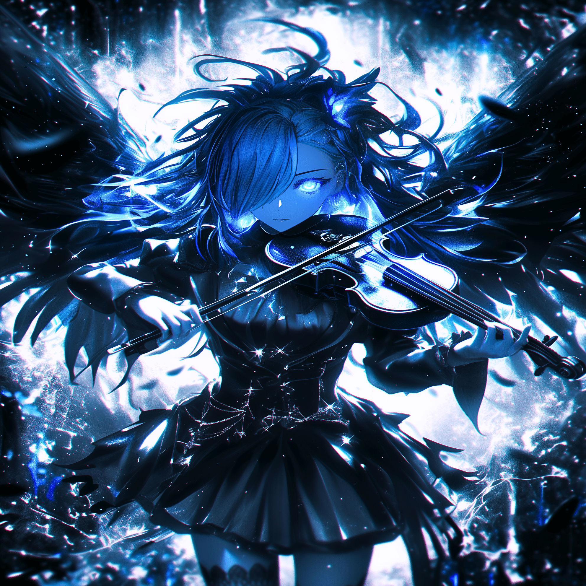 蒼の調べが、漆黒を裂くとき【画像生成AI＋4コマ漫画】｜Alpaka