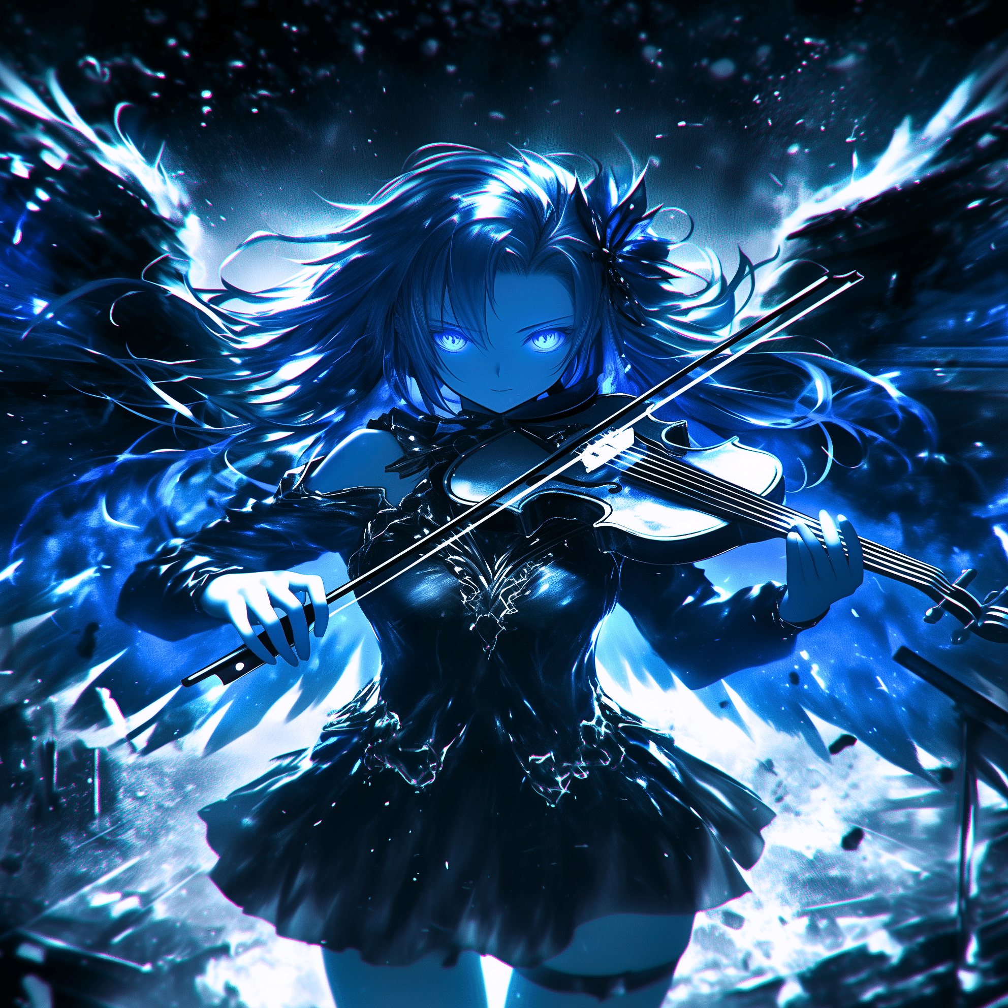 蒼の調べが、漆黒を裂くとき【画像生成AI＋4コマ漫画】｜Alpaka