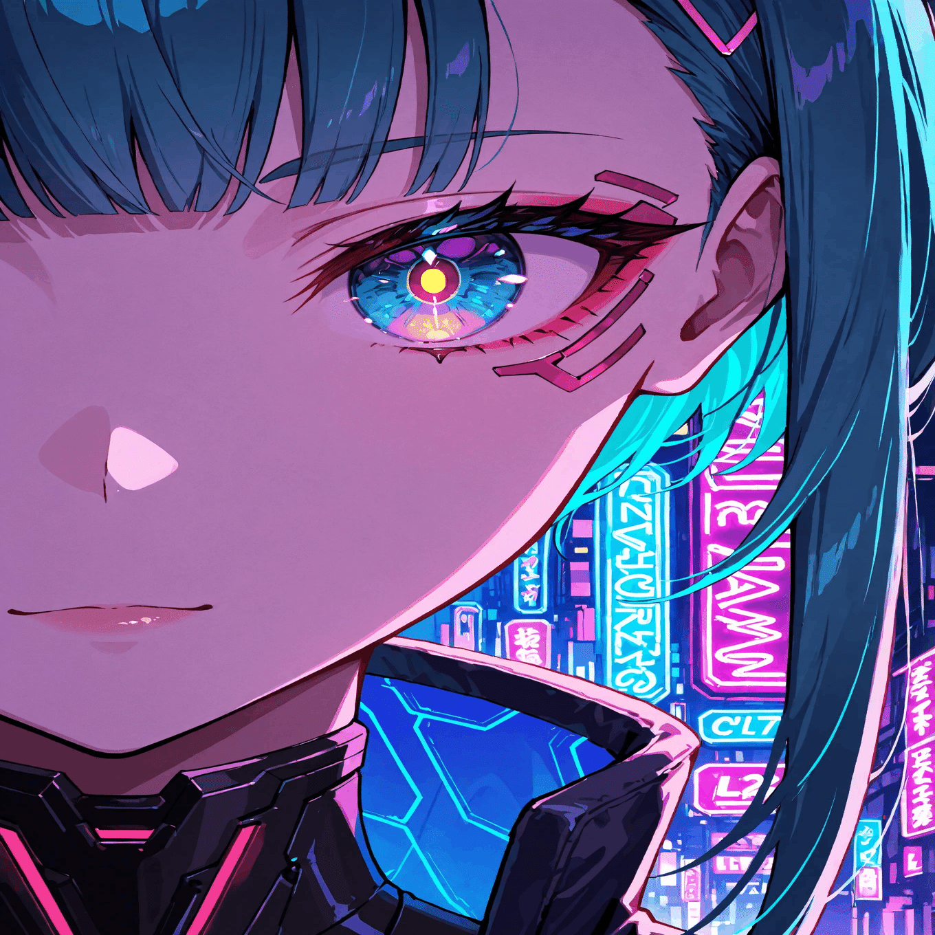 3 AIアート「サイバーパンク風少女」｜浮月つばさ＠AIクリエイター