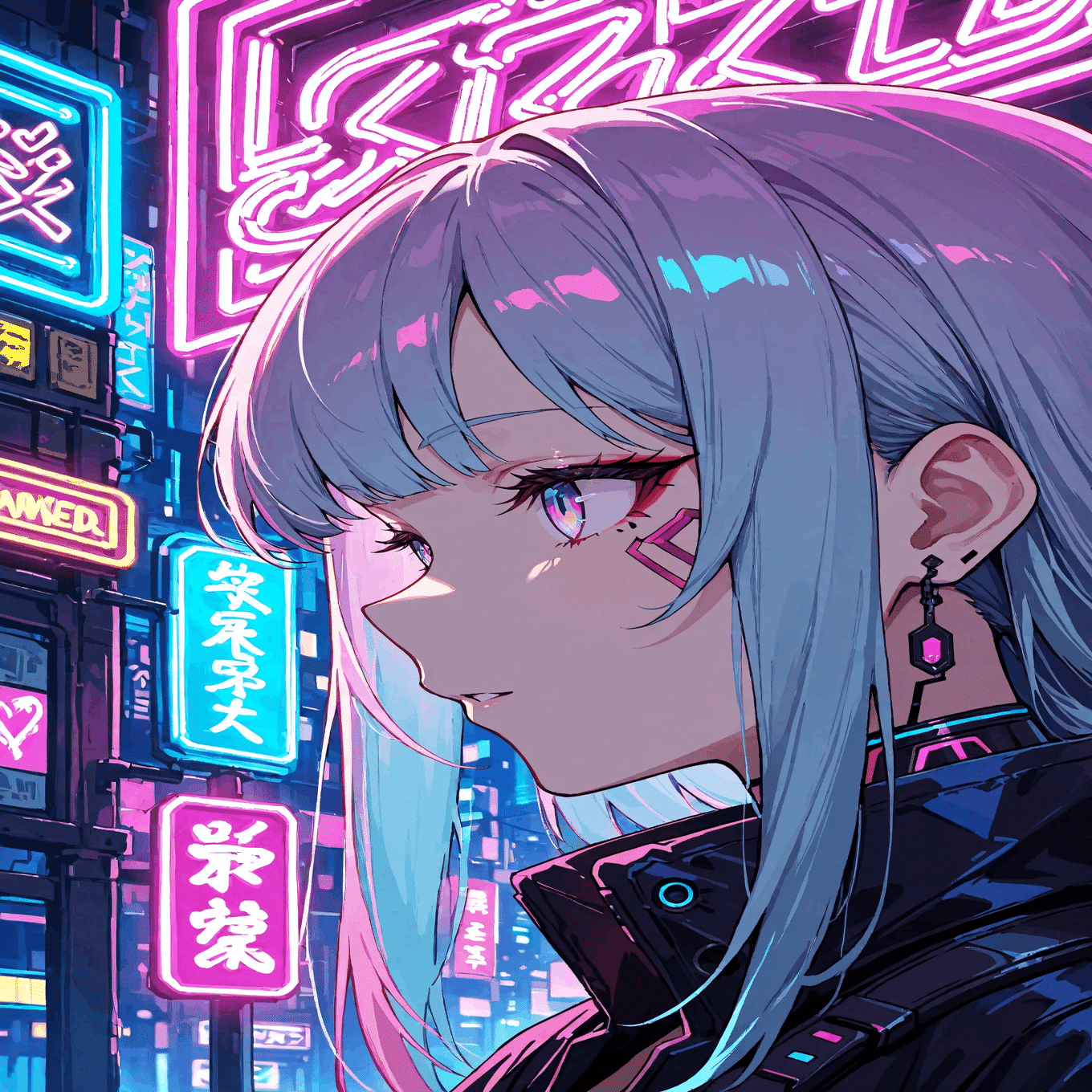 3 AIアート「サイバーパンク風少女」｜浮月つばさ＠AIクリエイター