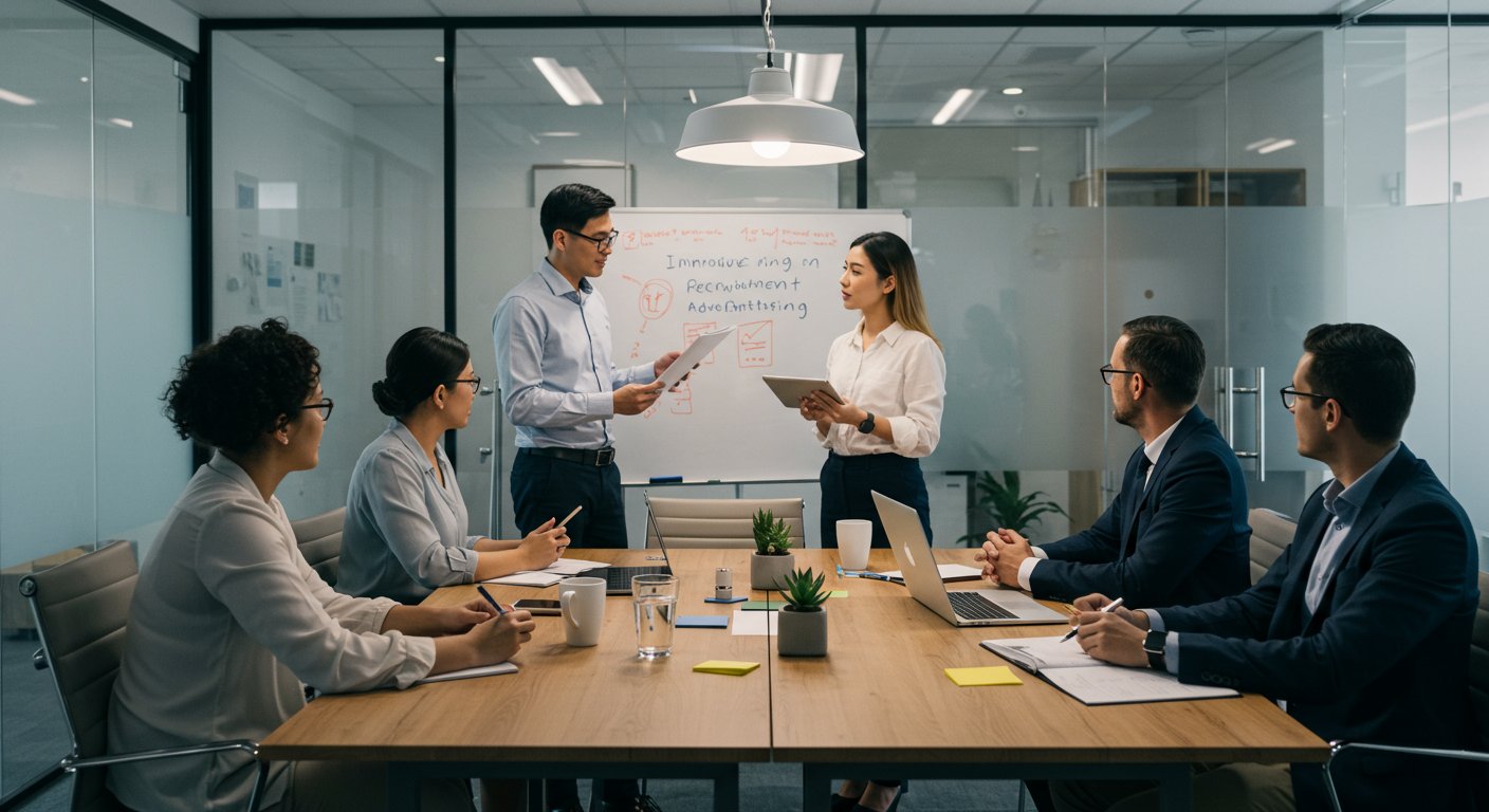 チームでの採用広告改善ミーティングの様子