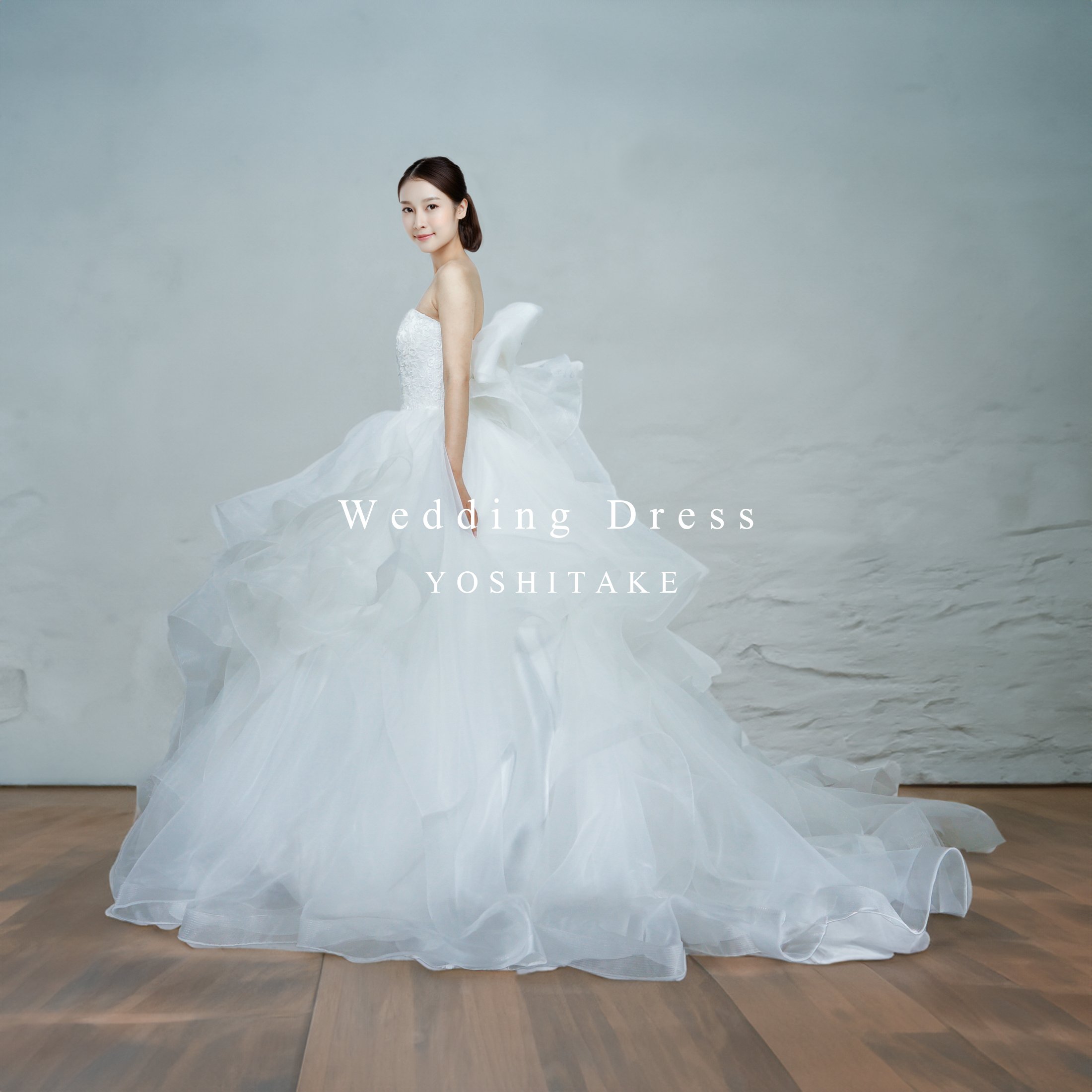 ウエディングドレス.白.オーガンジー.レース.プリンセスライン.Y2403-1