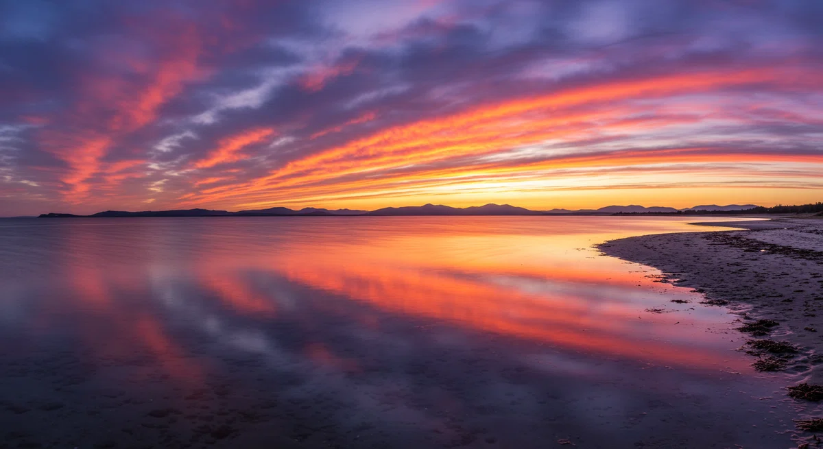 美しい夕暮れの海岸線