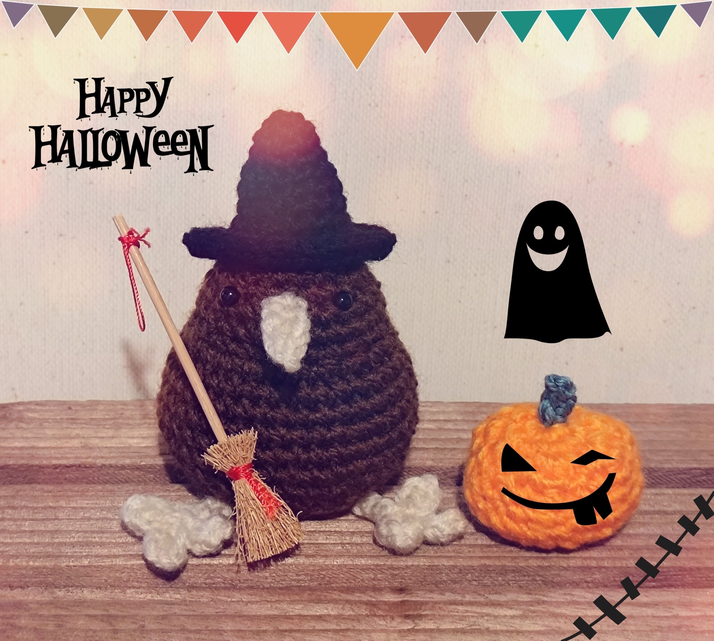 可愛いハロウィンくまさん編みぐるみ❣️おばけとかぼちゃ付き❣️ 可愛いハロウィンくまさん編みぐるみ❣️おばけとかぼちゃ付き