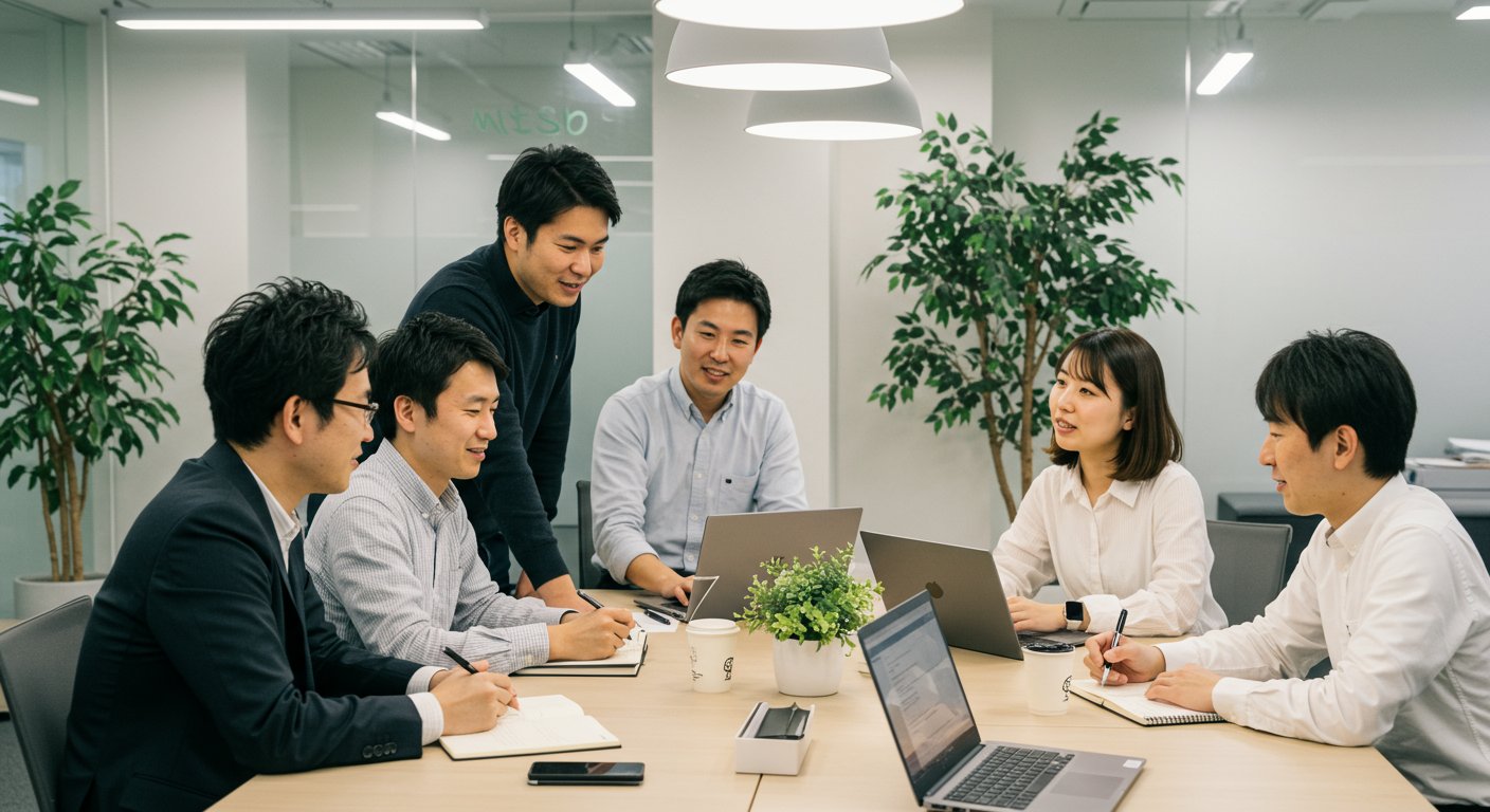 オフィスでの社員の自然な様子