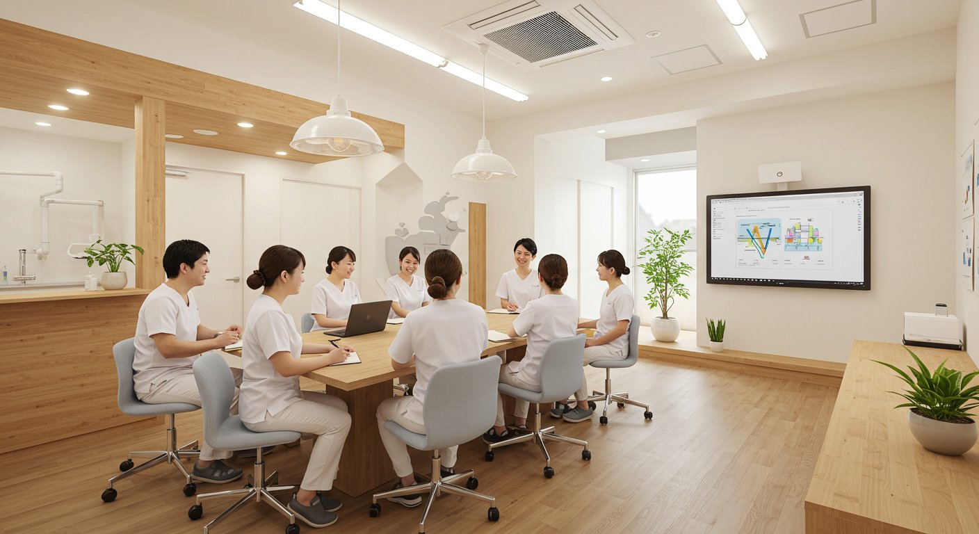 和やかな雰囲気の歯科医院スタッフミーティング