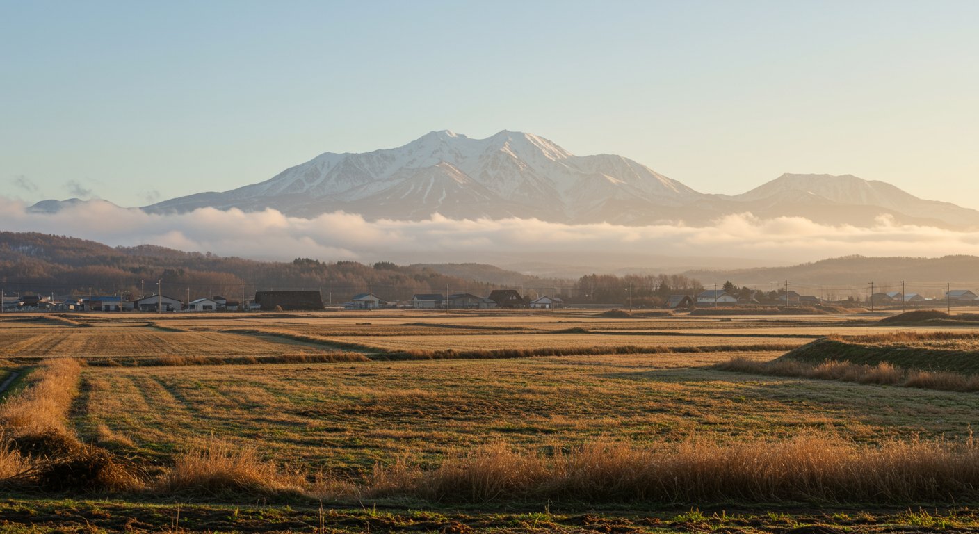 北海道の自然豊かな地方の風景