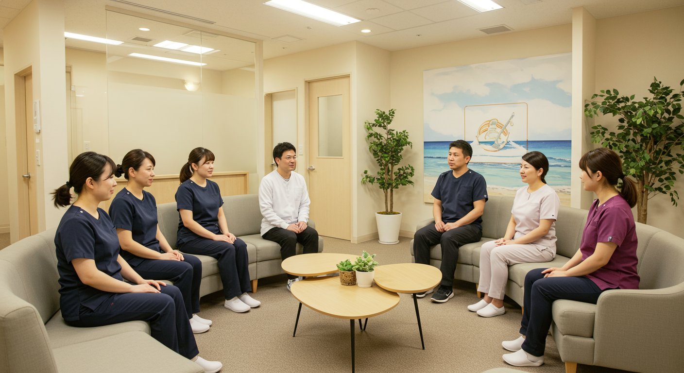 沖縄の歯科医院における「ゆいまーる文化」を取り入れたチームミーティングの様子