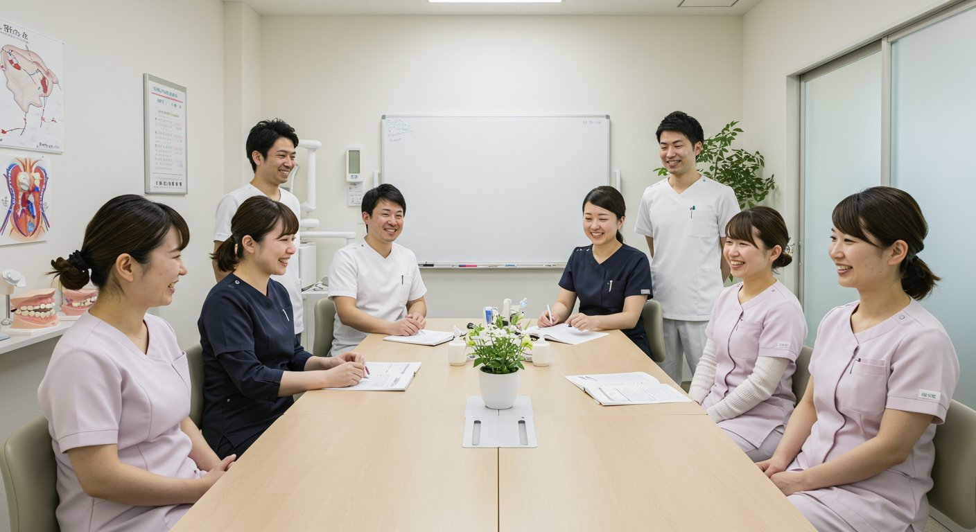歯科医院でのチームミーティング風景