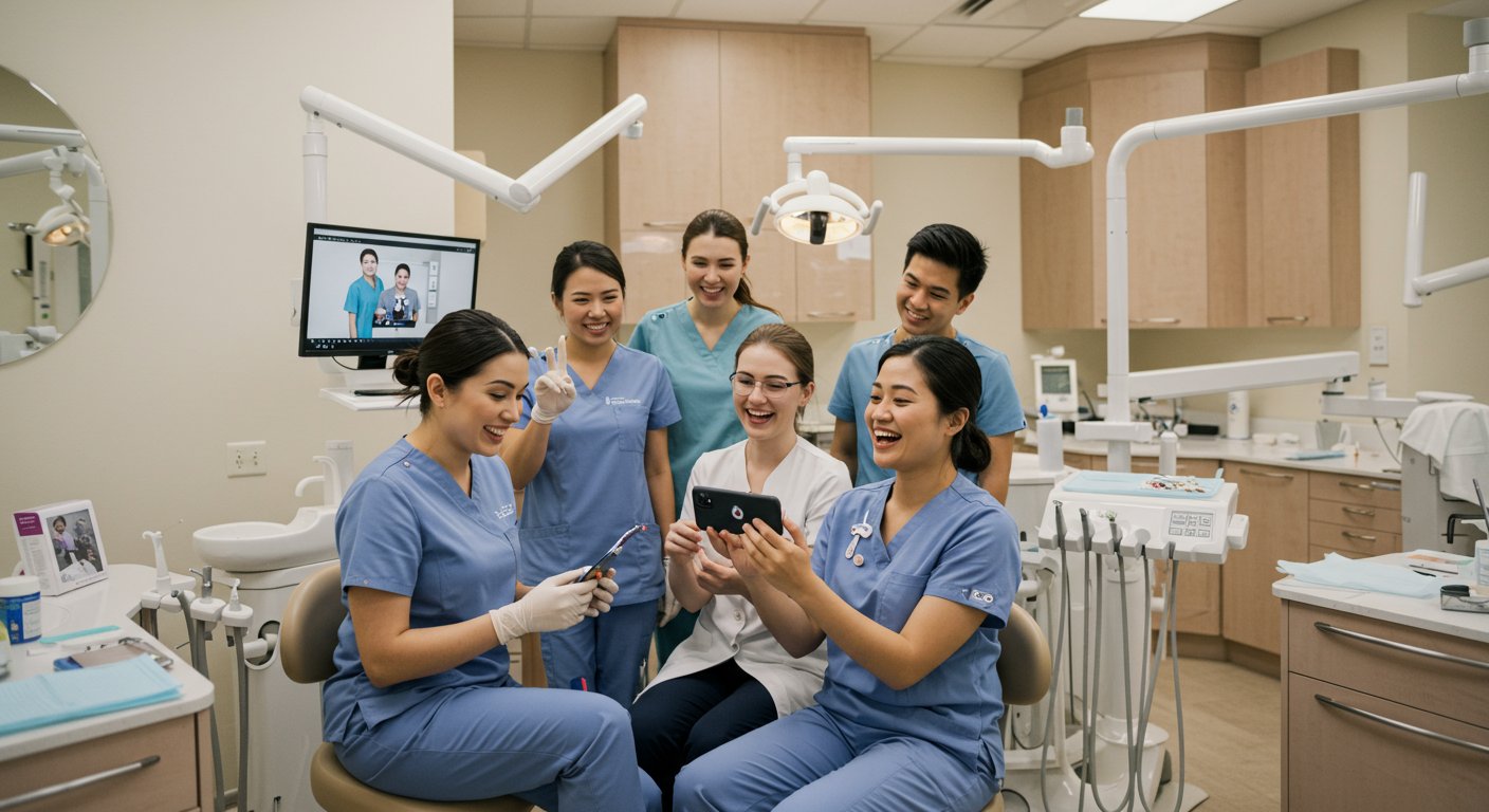 歯科医院でTikTokを活用する様子