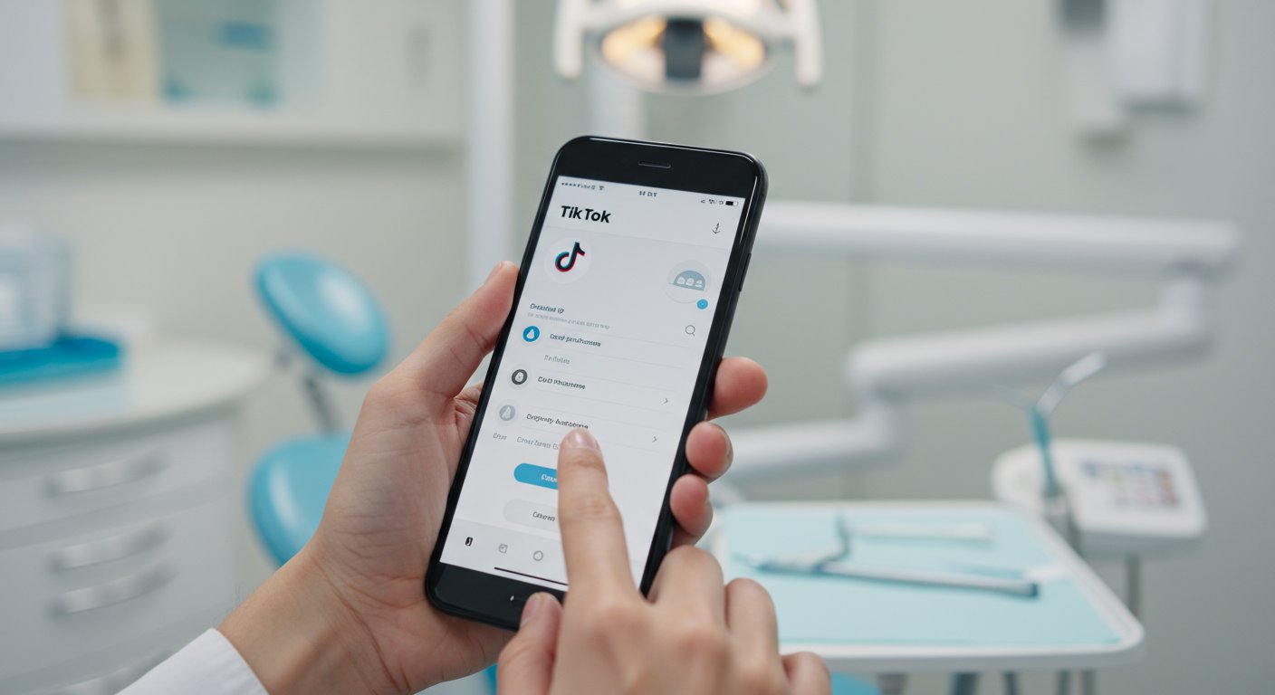 スマートフォンでTikTokアカウントを設定する様子