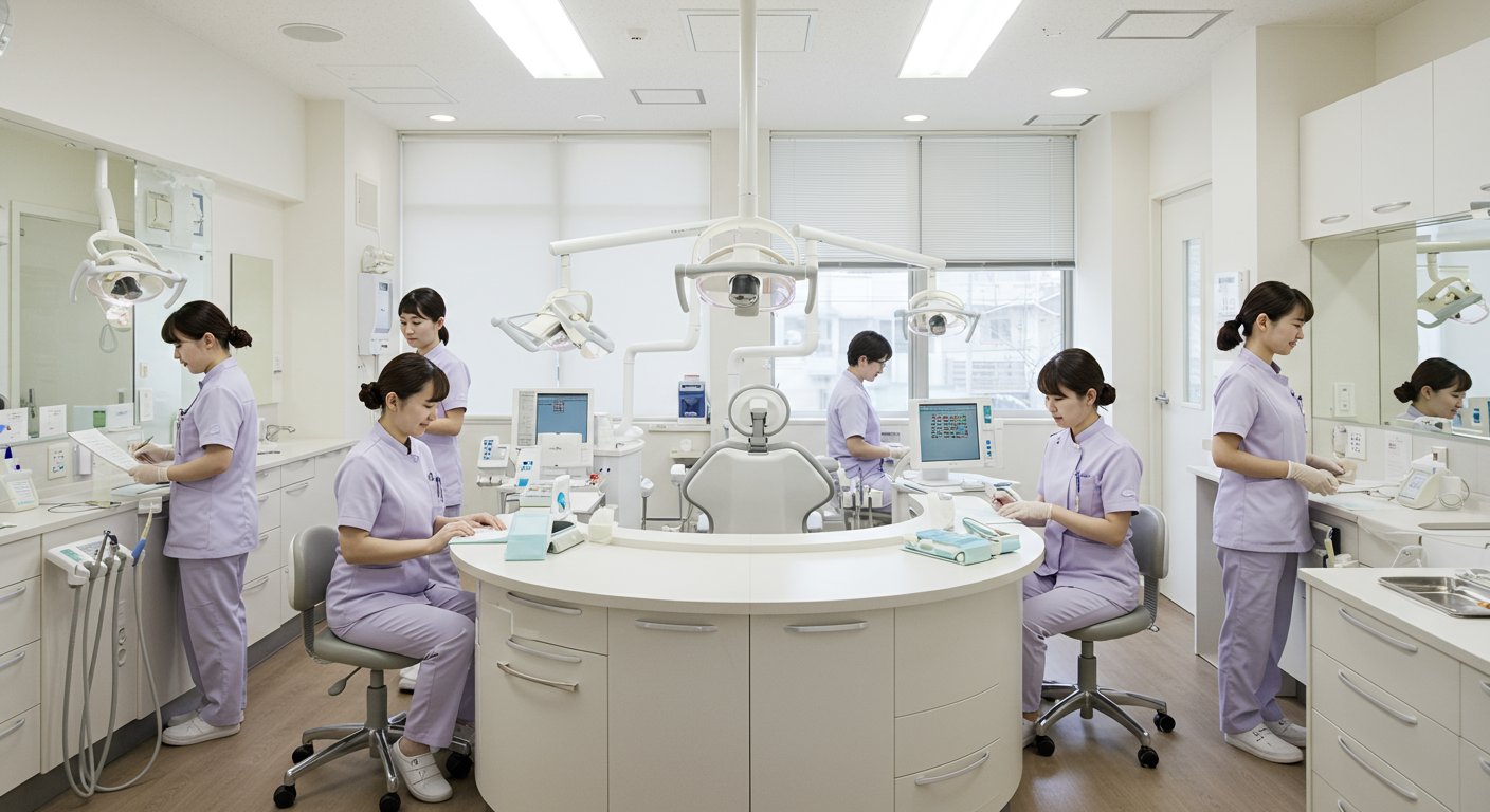 朝型・夜型スタッフが共存する歯科医院の様子