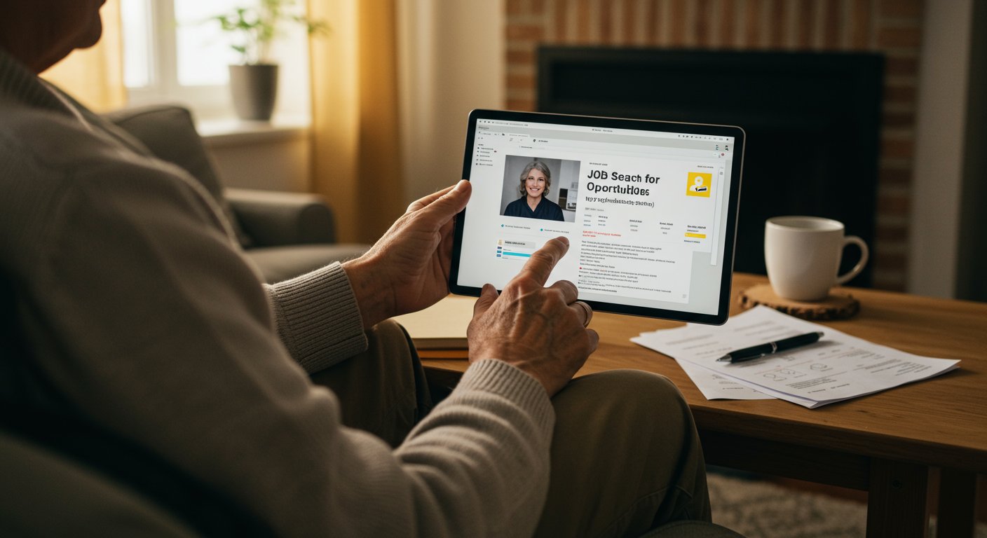 シニア層が求人情報を探している様子