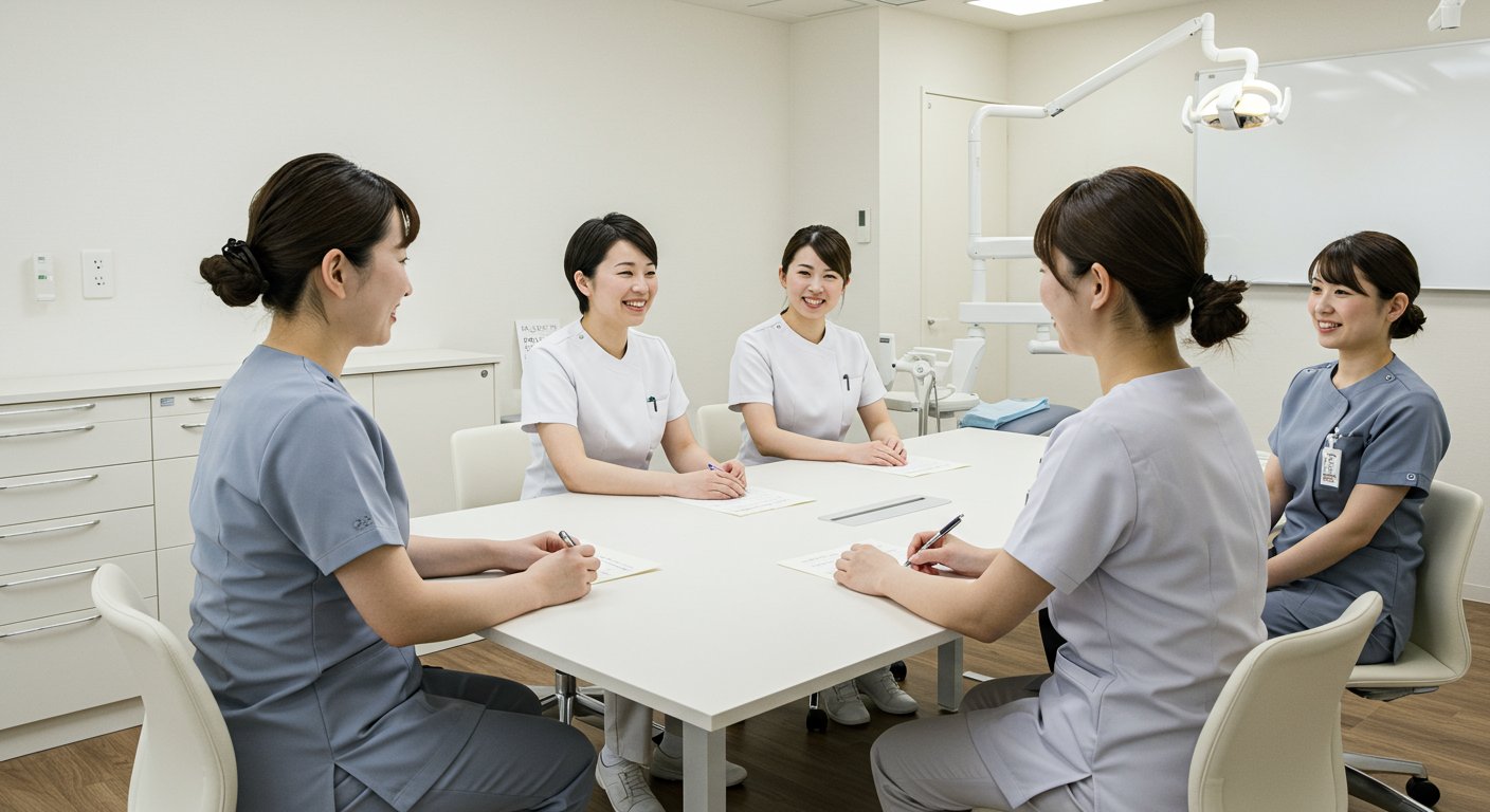 歯科医院でのスタッフ会議の様子