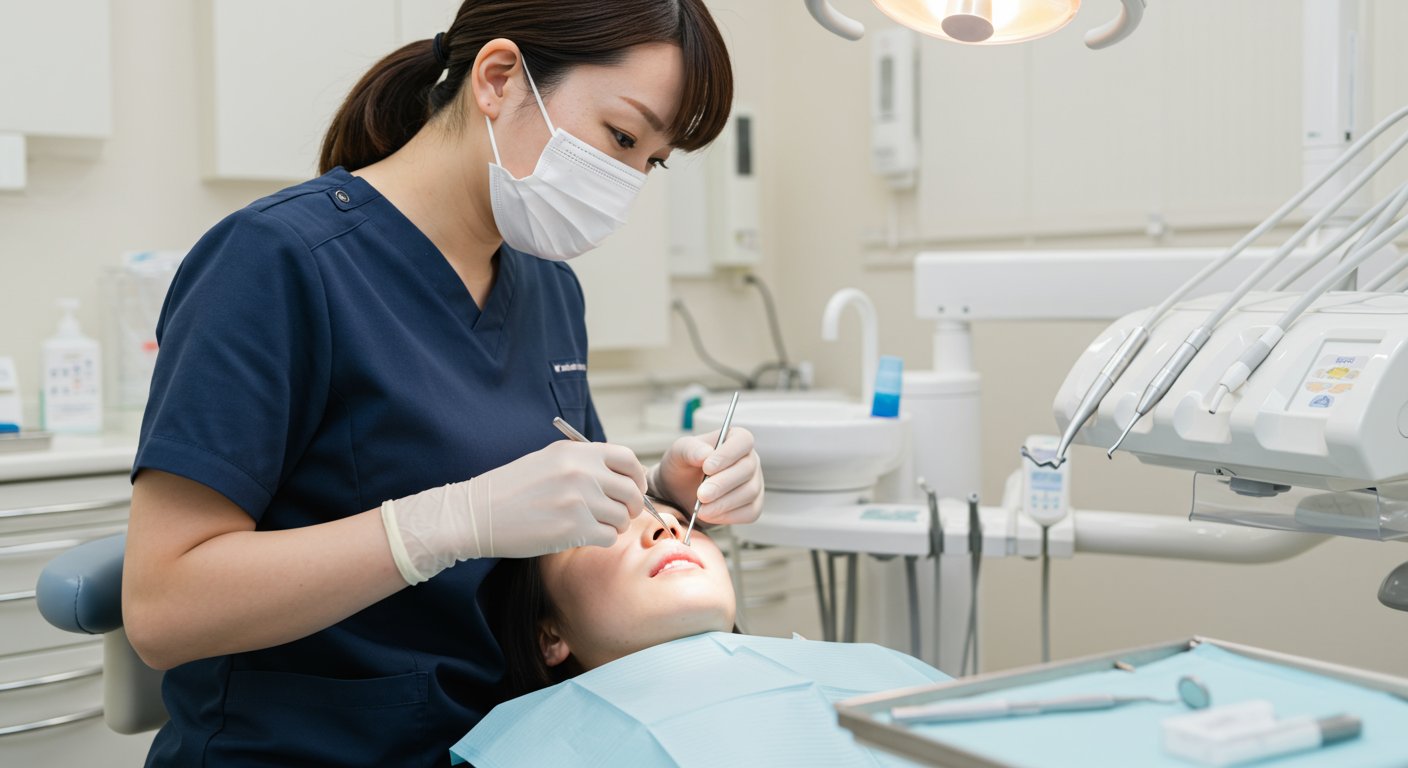 患者さんに丁寧に対応する歯科衛生士